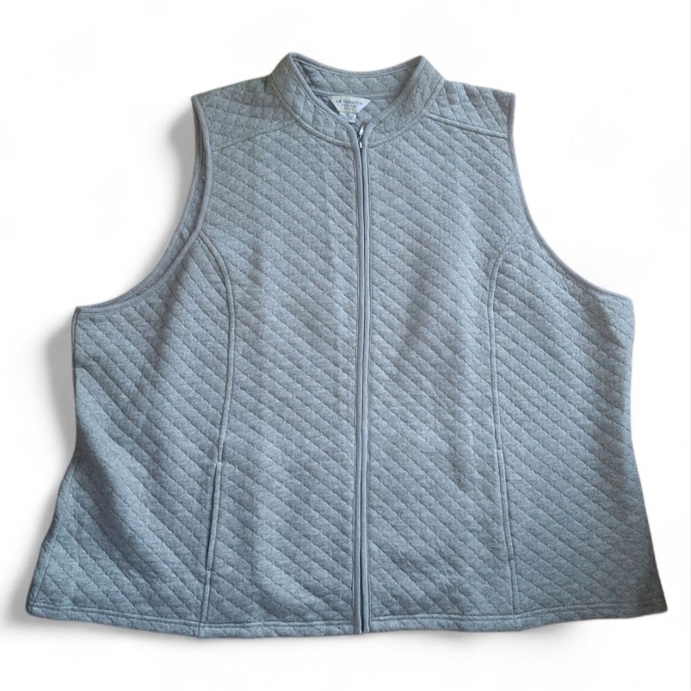 Liz Claiborne Quilted Cloth Vest Grey Zip Front Lightweight 4X Woman